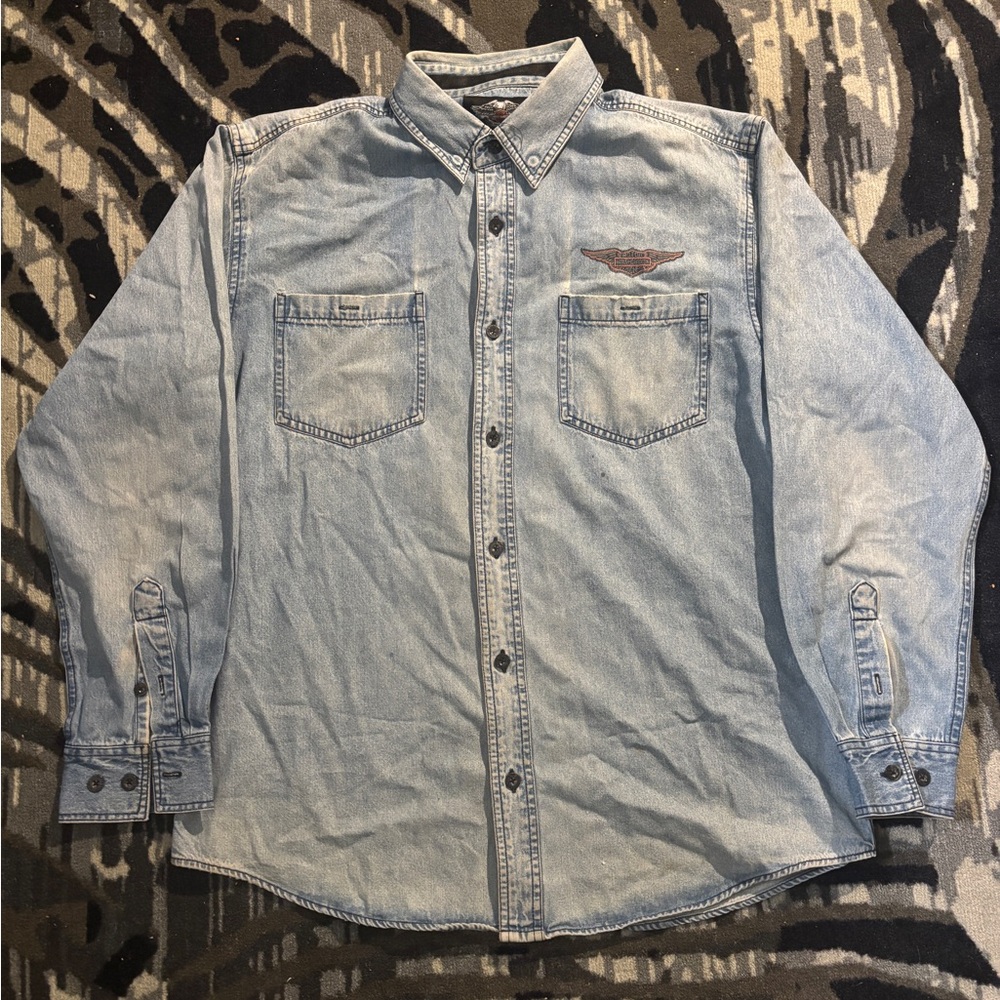 Harley-Davidson Light Blue Denim Button-Down Shirt